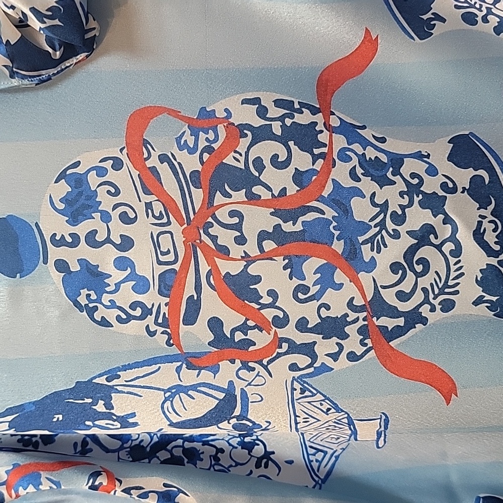 8 Oak Lane | Chic Blue Ginger Jar Print Pajama Set - Picture 4 of 12